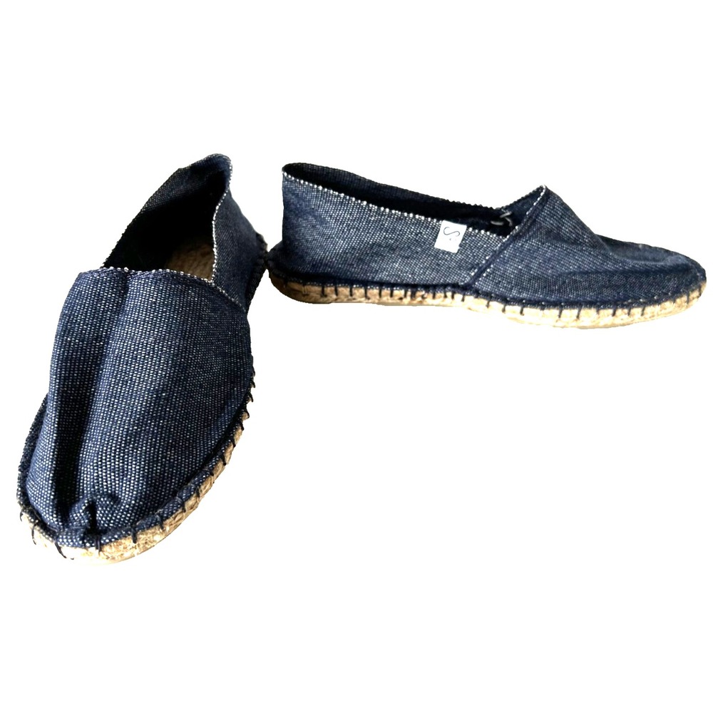 New SOKA Espadrilles Shoe Slipon Loafer Blue/White Weave Made France Size 7.5 38